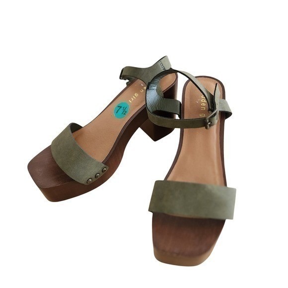 Madden Girl Shoes - Madden Girl G‎ Dean Platform Wood Block Heel Sandals Olive Green Size 7.5